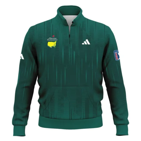 Masters Tournament Adidas Dark Green Gradient Stripes Pattern Zipper Polo Shirt Style Classic Zipper Polo Shirt For Men