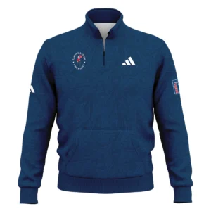 Adidas 124th U.S. Open Pinehurst Stars Gradient Pattern Dark Blue Style Classic, Short Sleeve Polo Shirts Quarter-Zip Casual Slim Fit Mock Neck Basic