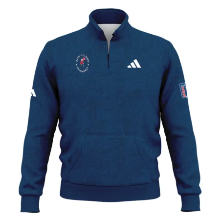 Adidas 124th U.S. Open Pinehurst Stars Gradient Pattern Dark Blue Zipper Polo Shirt Style Classic Zipper Polo Shirt For Men
