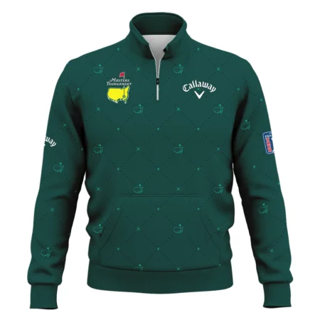 Dark Green Pattern In Retro Style With Logo Masters Tournament Callaway Style Classic Quarter Zipped Sweatshirt