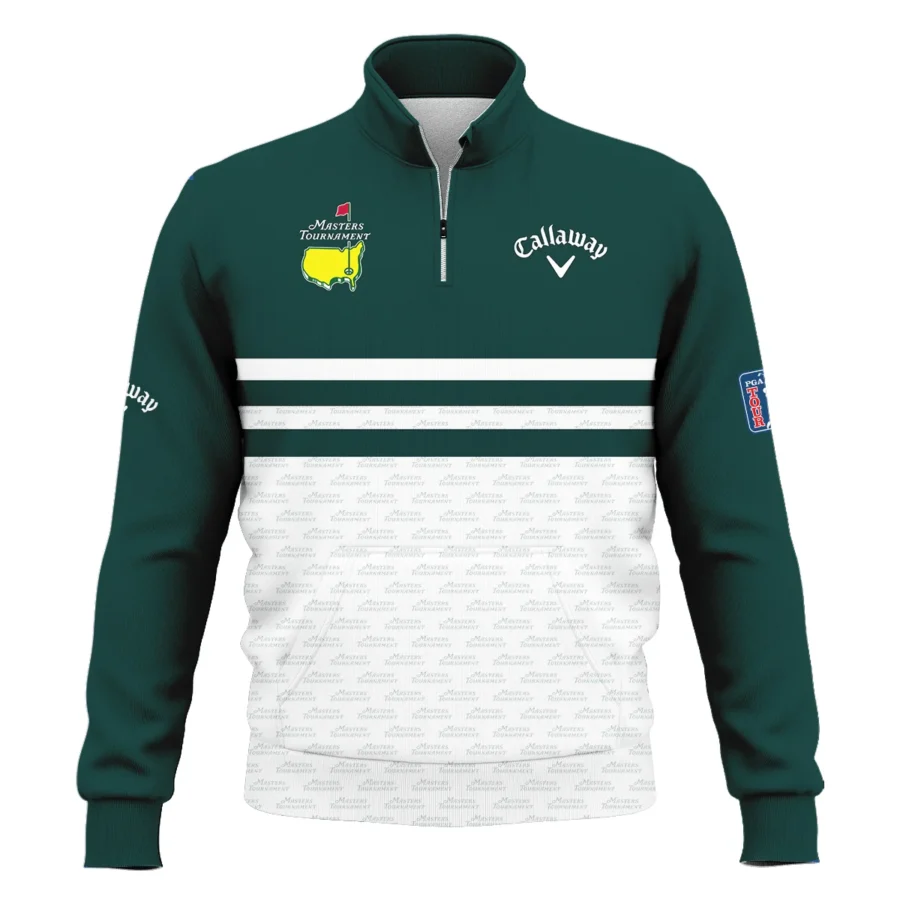 Dark Green Mix White With Logo Pattern Masters Tournament Callaway Style Classic Quarter Zipped Sweatshirt