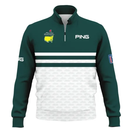 Dark Green Mix White With Logo Pattern Masters Tournament Ping Style Classic Quarter Zipped Sweatshirt