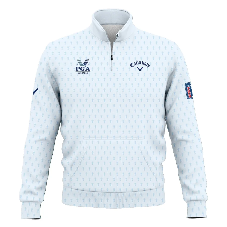 Golf Pattern Cup White Mix Light Blue 2024 PGA Championship Valhalla Callaway Style Classic Quarter Zipped Sweatshirt