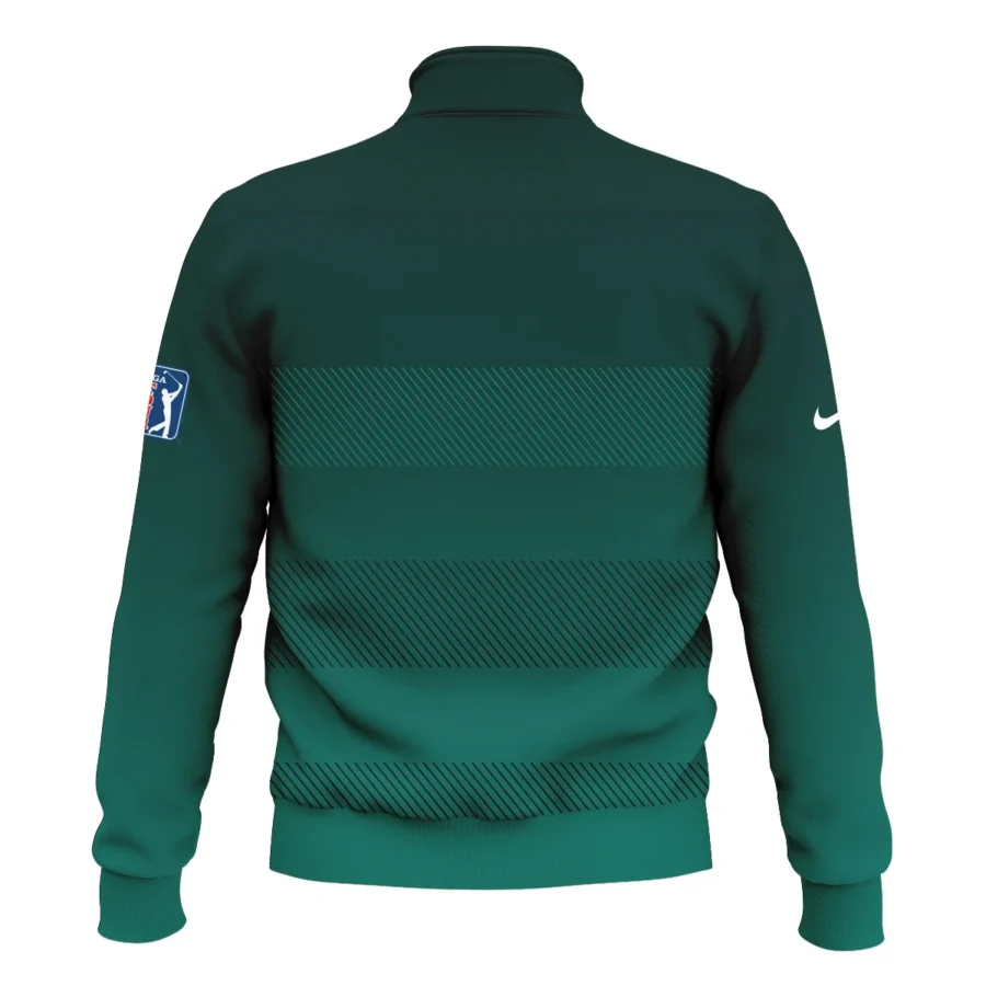 Nike Masters Tournament Dark Green Gradient Stripes Pattern Golf Sport Style Classic Quarter Zipped Sweatshirt