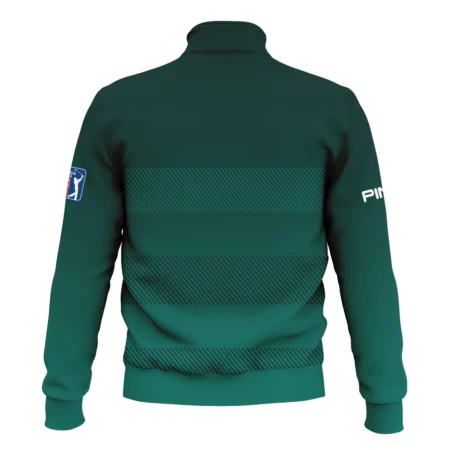 Ping Masters Tournament Dark Green Gradient Stripes Pattern Golf Sport Style Classic Quarter Zipped Sweatshirt