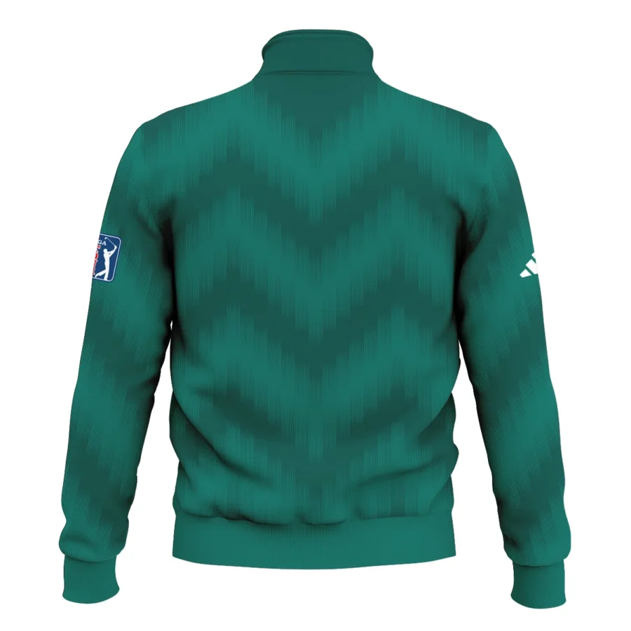 Golf Sport Green Gradient Stripes Pattern Adidas Masters Tournament Style Classic Quarter Zipped Sweatshirt