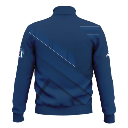 Adidas 124th U.S. Open Pinehurst Blue Gradient With White Straight Line Style Classic Quarter Zipped Sweatshirt