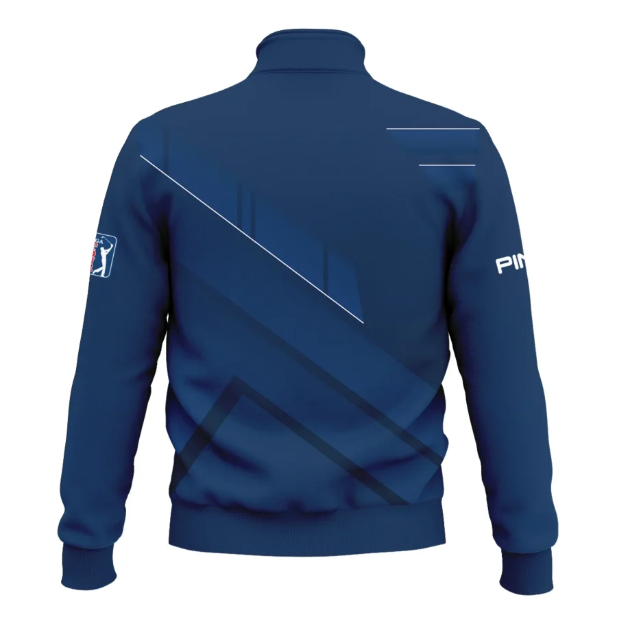 Ping 124th U.S. Open Pinehurst Blue Gradient With White Straight Line Style Classic Quarter Zipped Sweatshirt