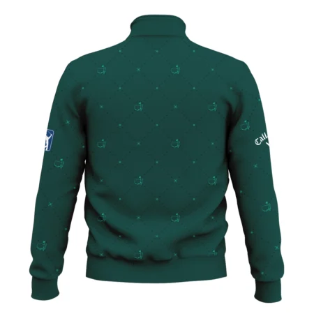 Dark Green Pattern In Retro Style With Logo Masters Tournament Callaway Style Classic Quarter Zipped Sweatshirt