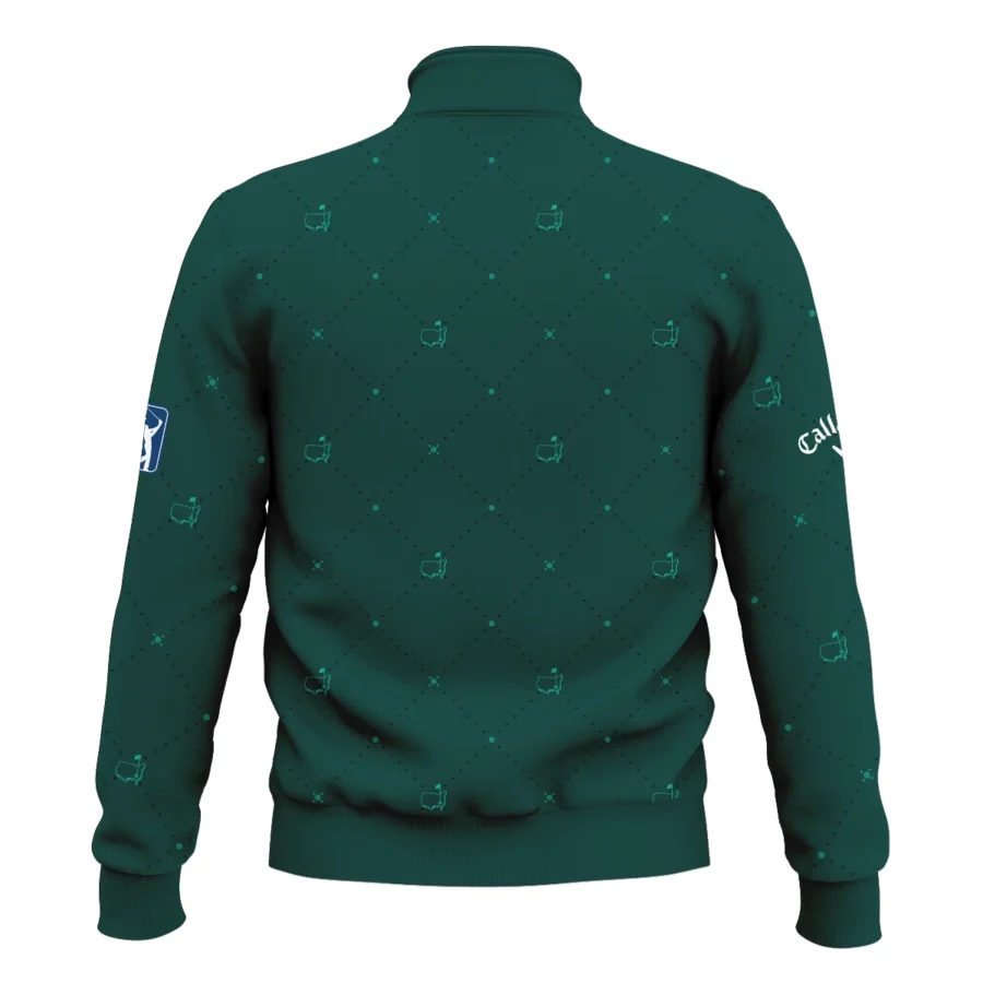 Dark Green Pattern In Retro Style With Logo Masters Tournament Callaway Style Classic Quarter Zipped Sweatshirt