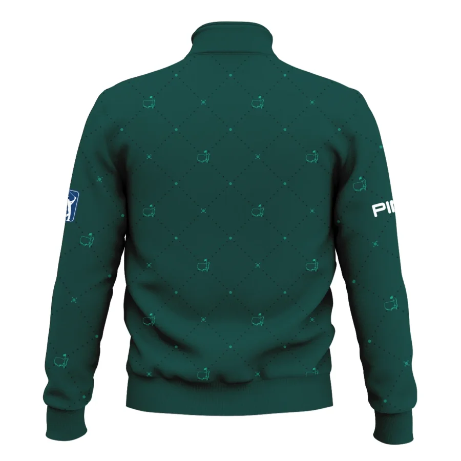 Dark Green Pattern In Retro Style With Logo Masters Tournament Ping Style Classic Quarter Zipped Sweatshirt