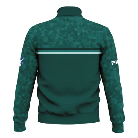 Dark Green Triangle Mosaic Pattern Masters Tournament Ping Style Classic Quarter Zipped Sweatshirt