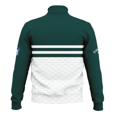 Dark Green Mix White With Logo Pattern Masters Tournament Callaway Style Classic Quarter Zipped Sweatshirt