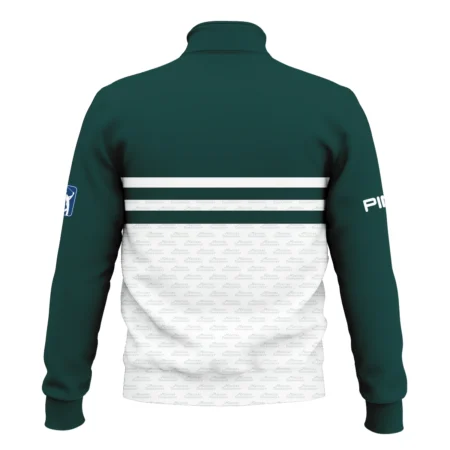 Dark Green Mix White With Logo Pattern Masters Tournament Ping Style Classic Quarter Zipped Sweatshirt