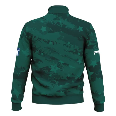 Dark Green Stars Pattern Grunge Background Masters Tournament Ping Style Classic Quarter Zipped Sweatshirt