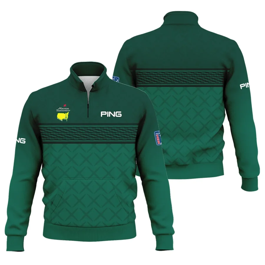 Dark Green Pattern Sublimation Sport Masters Tournament Ping Style Classic Quarter Zipped Sweatshirt