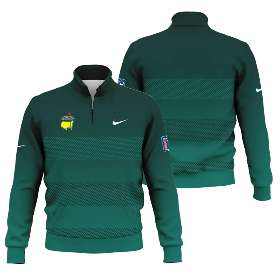 Nike Masters Tournament Dark Green Gradient Stripes Pattern Golf Sport Style Classic Quarter Zipped Sweatshirt