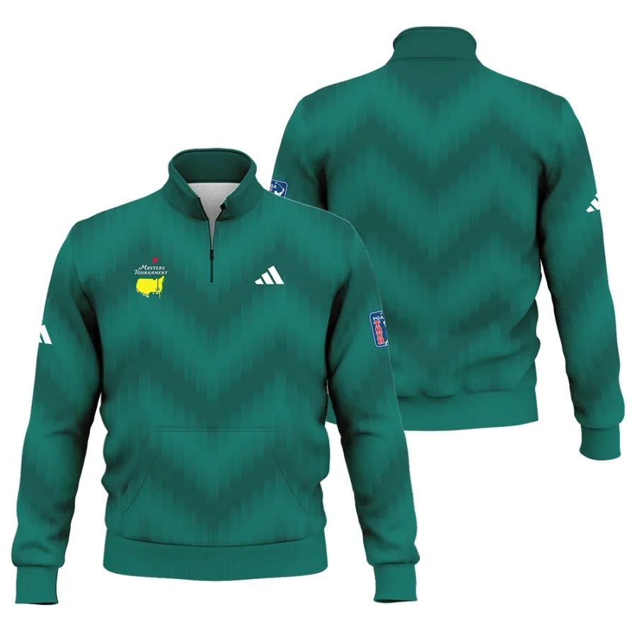 Golf Sport Green Gradient Stripes Pattern Adidas Masters Tournament Style Classic Quarter Zipped Sweatshirt