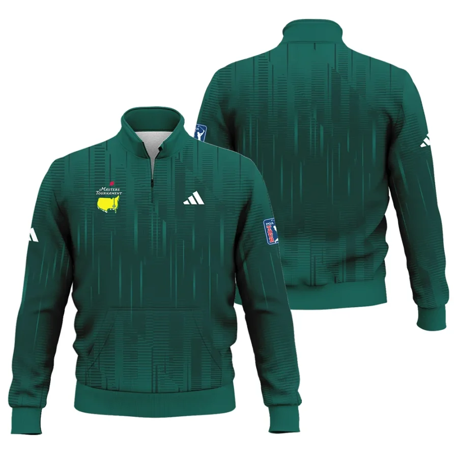 Masters Tournament Adidas Dark Green Gradient Stripes Pattern Style Classic Quarter Zipped Sweatshirt