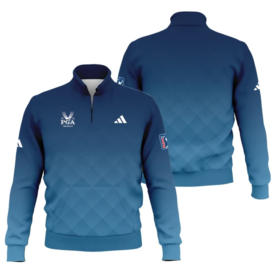 2024 PGA Championship Valhalla Adidas Blue Gradient Abstract Stripes  Style Classic Quarter Zipped Sweatshirt
