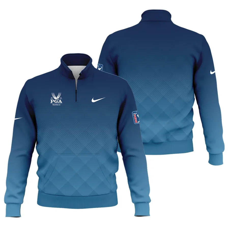 2024 PGA Championship Valhalla Nike Blue Gradient Abstract Stripes  Style Classic Quarter Zipped Sweatshirt