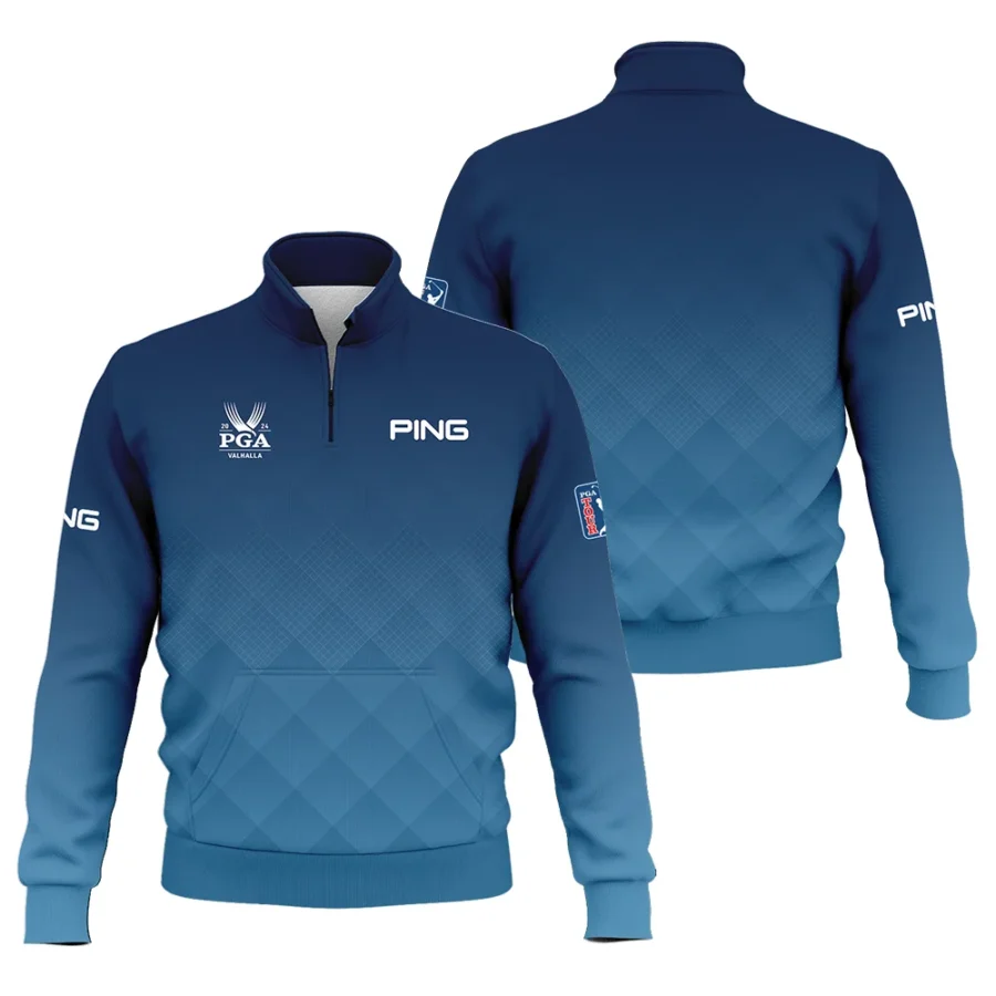 2024 PGA Championship Valhalla Ping Blue Gradient Abstract Stripes  Style Classic Quarter Zipped Sweatshirt