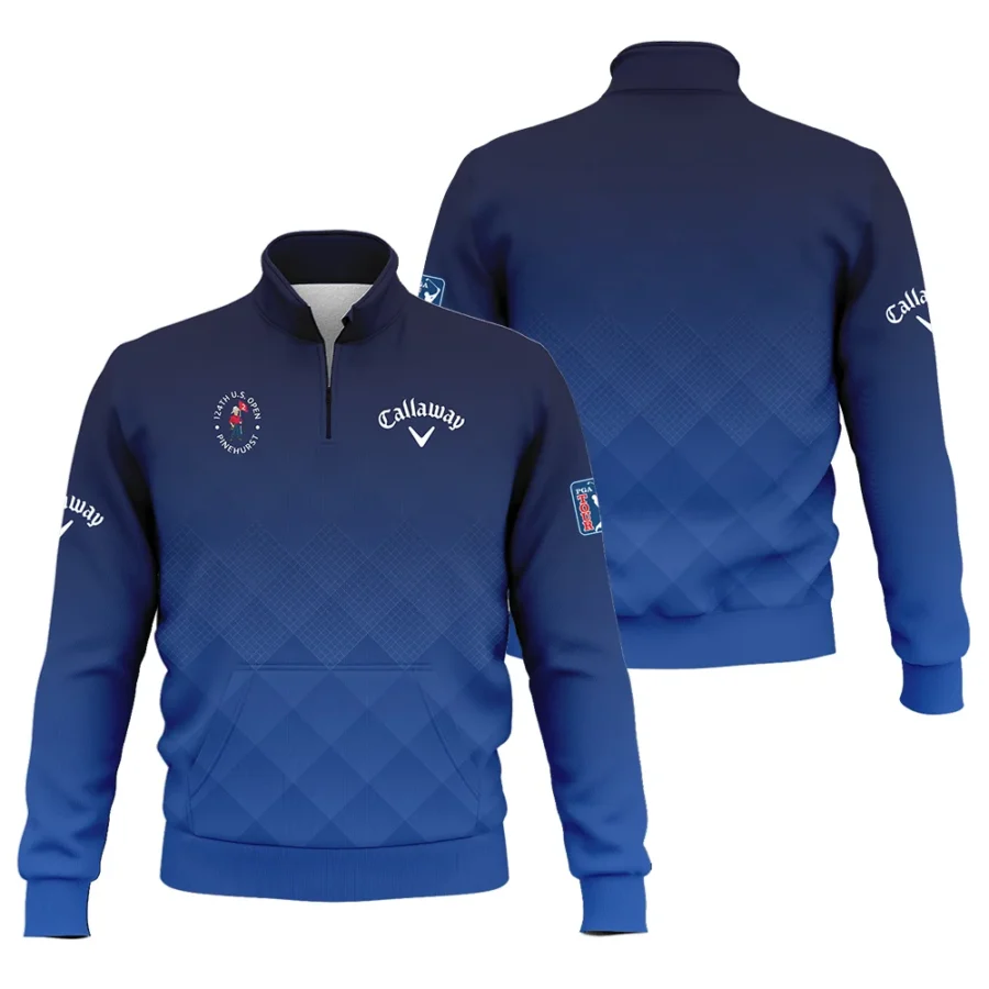 124th U.S. Open Pinehurst Callaway Dark Blue Gradient Stripes Pattern Style Classic Quarter Zipped Sweatshirt