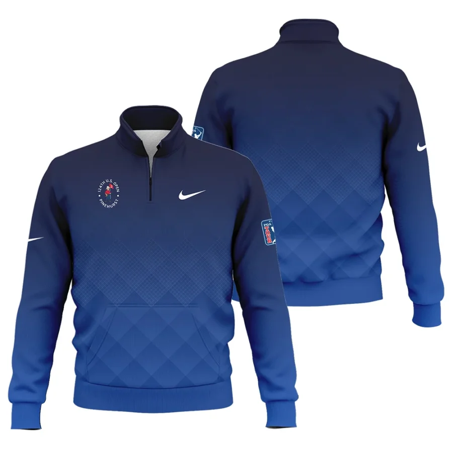 124th U.S. Open Pinehurst Nike Dark Blue Gradient Stripes Pattern Style Classic Quarter Zipped Sweatshirt