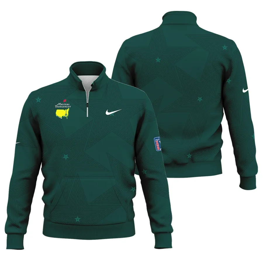 Golf Pattern Stars Dark Green Masters Tournament Nike Style Classic Quarter Zipped Sweatshirt