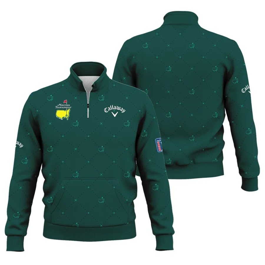 Dark Green Pattern In Retro Style With Logo Masters Tournament Callaway Style Classic Quarter Zipped Sweatshirt