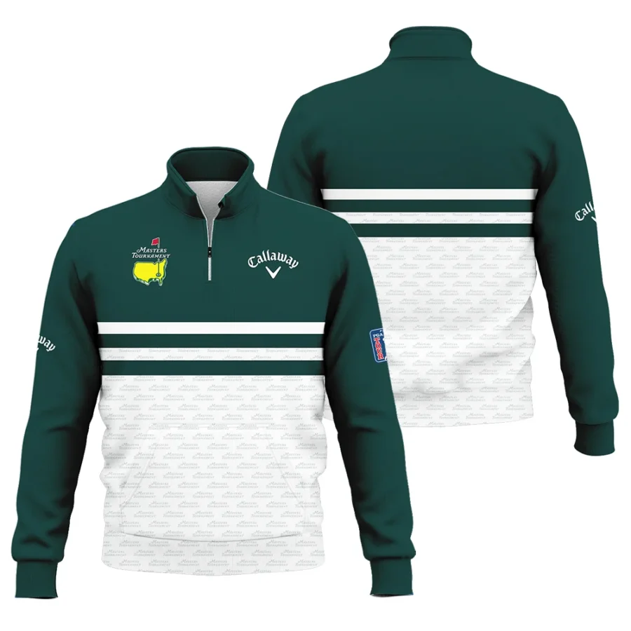 Dark Green Mix White With Logo Pattern Masters Tournament Callaway Style Classic Quarter Zipped Sweatshirt