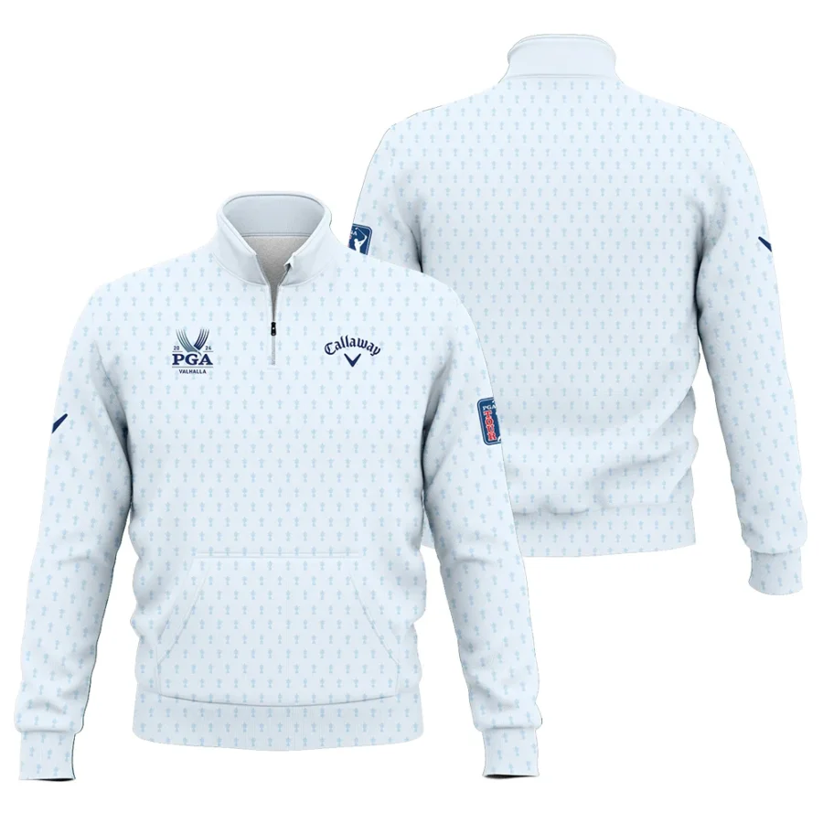 Golf Pattern Cup White Mix Light Blue 2024 PGA Championship Valhalla Callaway Style Classic Quarter Zipped Sweatshirt