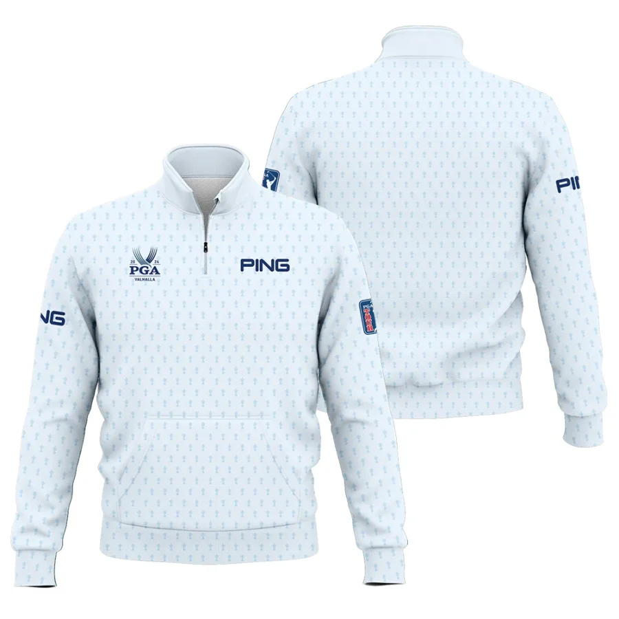 Golf Pattern Cup White Mix Light Blue 2024 PGA Championship Valhalla Ping Style Classic Quarter Zipped Sweatshirt