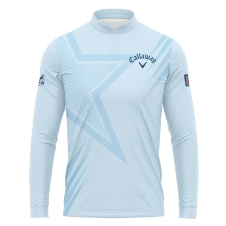 2024 PGA Championship Valhalla Golf Star Line Pattern Light Blue Callaway Mandarin collar Quater-Zip Long Sleeve