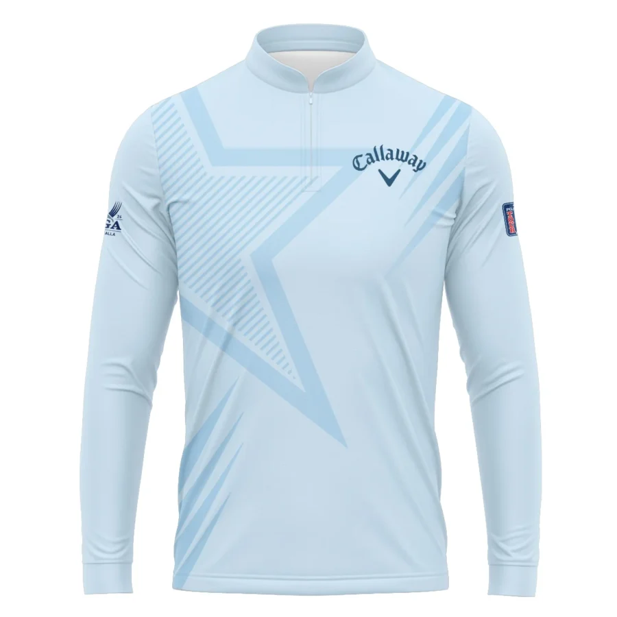 2024 PGA Championship Valhalla Golf Star Line Pattern Light Blue Callaway Mandarin collar Quater-Zip Long Sleeve