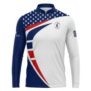 124th U.S. Open Pinehurst Rolex US Flag Blue Red Stars Style Classic, Short Sleeve Polo Shirts Quarter-Zip