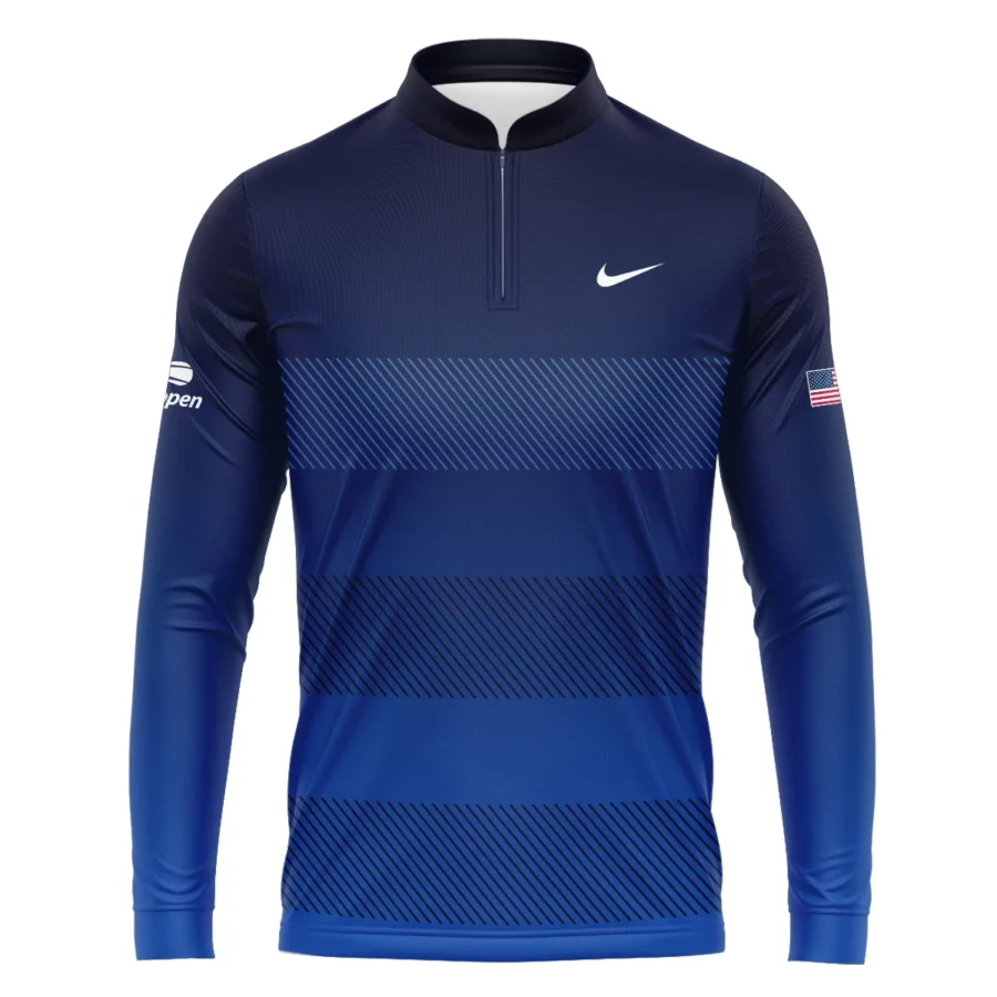 Straight Line Dark Blue Background US Open Tennis Champions Nike Mandarin collar Quater-Zip Long Sleeve