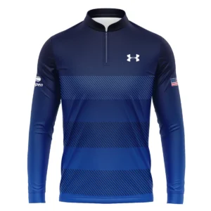 Straight Line Dark Blue Background US Open Tennis Champions Under Armour Polo Shirt Mandarin Collar Polo Shirt