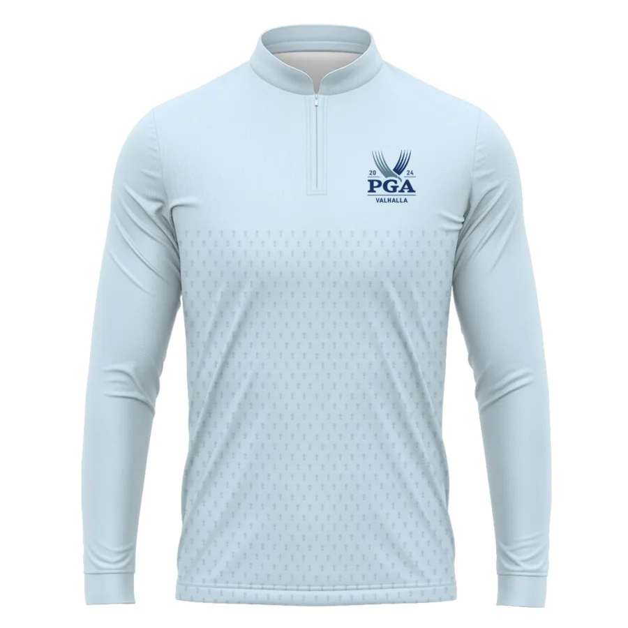 PGA Trophy Pattern Light Blue 2024 PGA Championship Valhalla Ping Mandarin collar Quater-Zip Long Sleeve