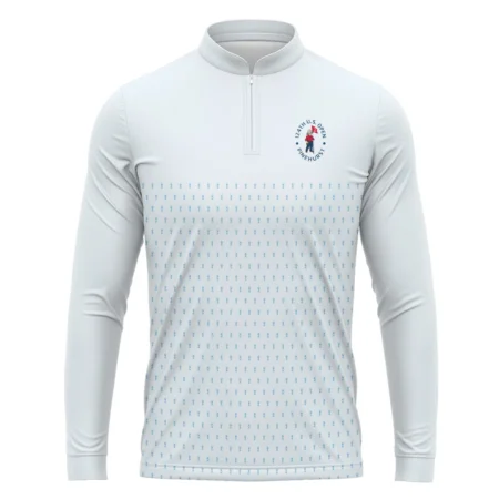 U.S Open Trophy Pattern Light Blue 124th U.S. Open Pinehurst Callaway Mandarin collar Quater-Zip Long Sleeve