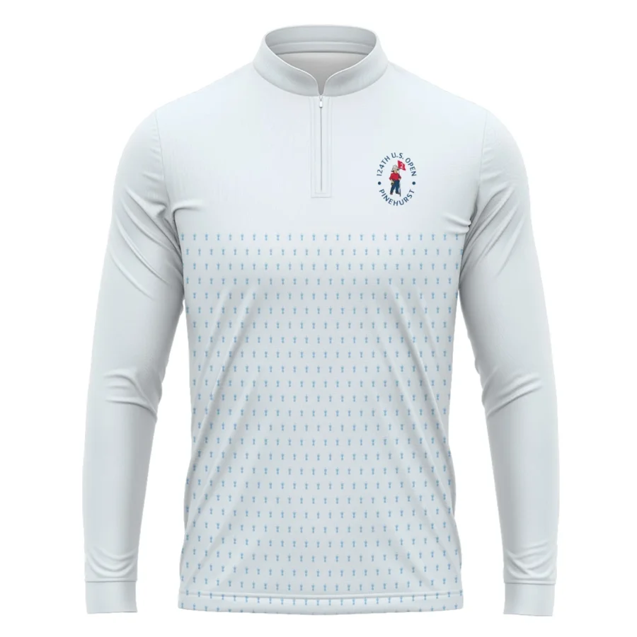 U.S Open Trophy Pattern Light Blue 124th U.S. Open Pinehurst Ping Mandarin collar Quater-Zip Long Sleeve