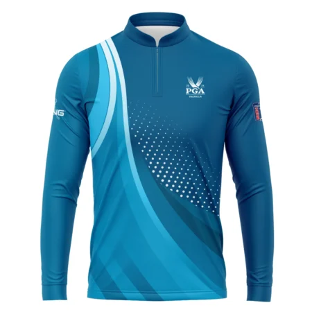 Golf Love Sport Color Blue 2024 PGA Championship Valhalla Ping Mandarin collar Quater-Zip Long Sleeve