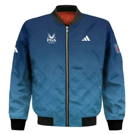 2024 PGA Championship Valhalla Adidas Blue Gradient Abstract Stripes  Zipper Polo Shirt Style Classic Zipper Polo Shirt For Men