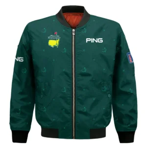 Dark Green Pattern In Retro Style With Logo Masters Tournament Ping Vneck Polo Shirt Style Classic Polo Shirt For Men