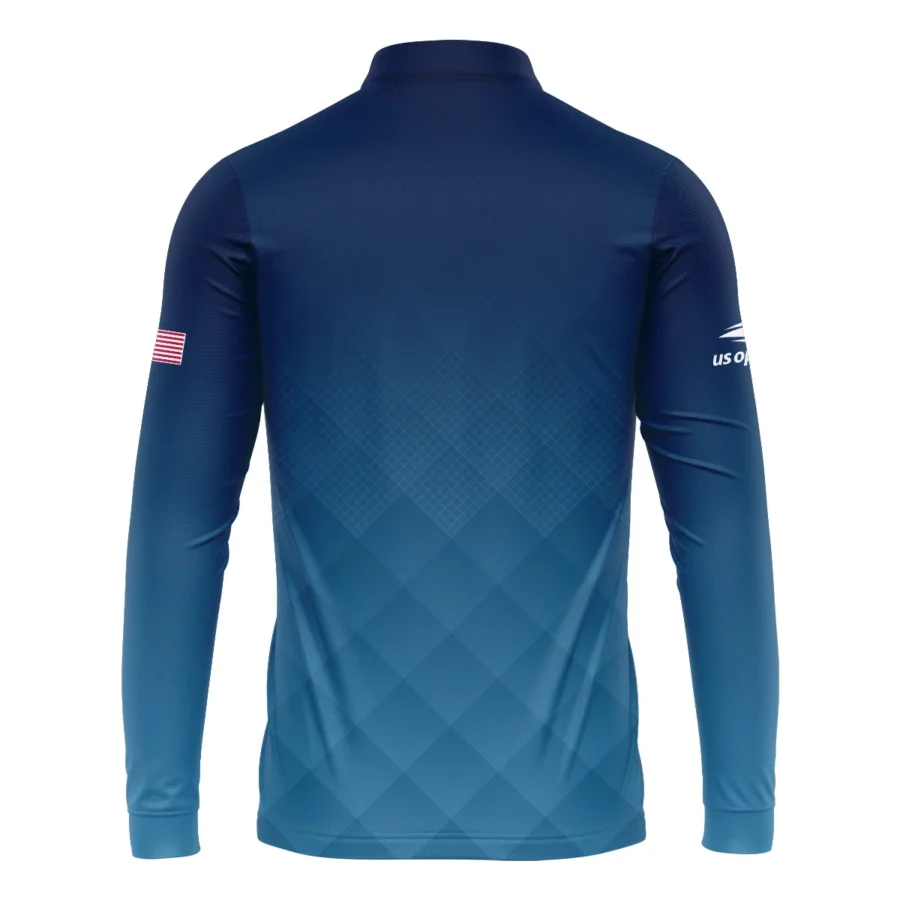 Nike Blue Abstract Background US Open Tennis Champions Mandarin collar Quater-Zip Long Sleeve