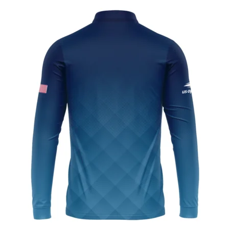 Under Armour Blue Abstract Background US Open Tennis Champions Mandarin collar Quater-Zip Long Sleeve