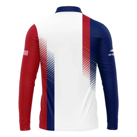 Nike Blue Red Straight Line White US Open Tennis Champions Mandarin collar Quater-Zip Long Sleeve