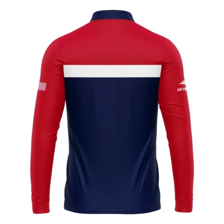 Under Armour Blue Red White Background US Open Tennis Champions Mandarin collar Quater-Zip Long Sleeve