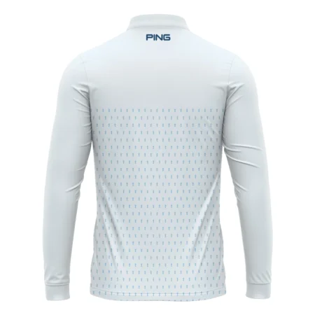 U.S Open Trophy Pattern Light Blue 124th U.S. Open Pinehurst Ping Mandarin collar Quater-Zip Long Sleeve