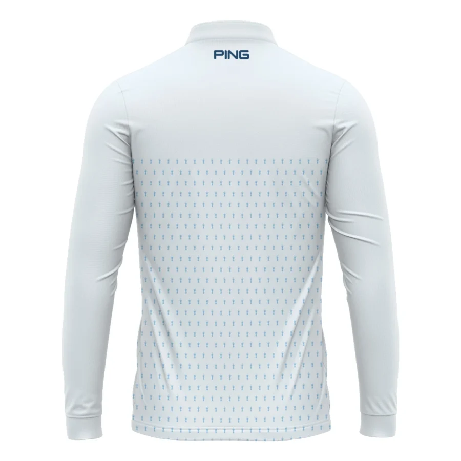 U.S Open Trophy Pattern Light Blue 124th U.S. Open Pinehurst Ping Mandarin collar Quater-Zip Long Sleeve